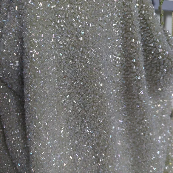 Sue Wong Beaded Celery Color Evening Gown 100% Silk Size 2 w/ Sill Scarf - Picture 3 of 8